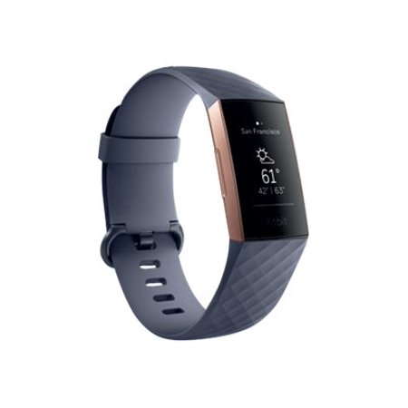 Fitbit Charge 3 - Rose gold - activity tracker with sport band - blue gray - monochrome - Bluetooth - 1.06 oz