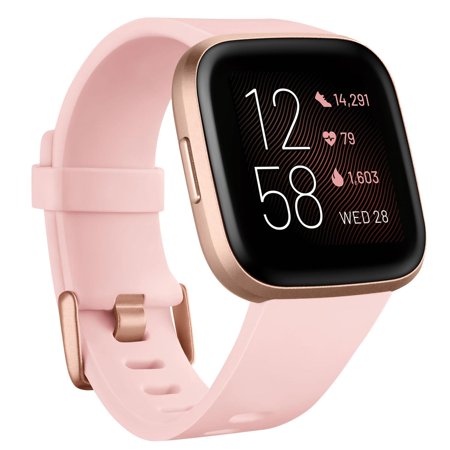 Fitbit Versa 2 Smartwatch Copper Rose (Petal) with Bonus Bands (Navy)