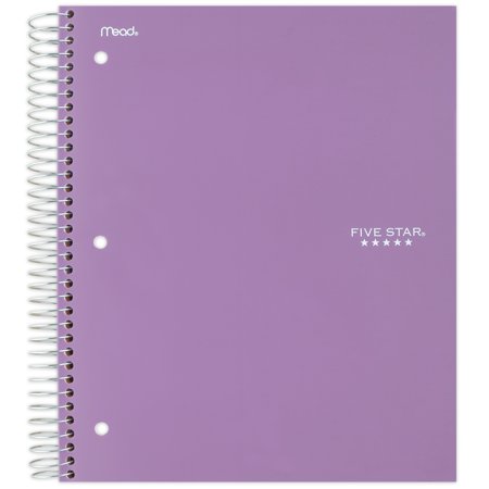 Five Star Spiral Notebook, 5 Subject, College Ruled, 11" x 8 1/2", Amethyst (820004CF1-WMT)