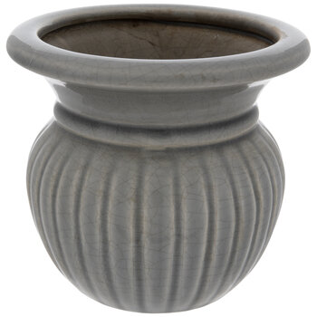 Fluted Crackled Gray Vase