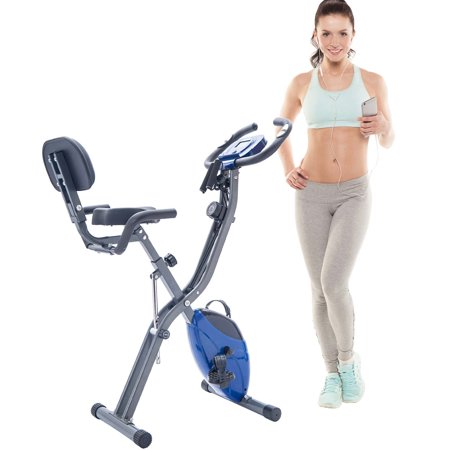 Folding Recumbent Exercise Bike, 2-in-1 Compact Stationary Bicycles Exercise Bike w/Oversize Seat LCD Monitor, Tablet Holder, High Backrest, Holds 350 lbs,