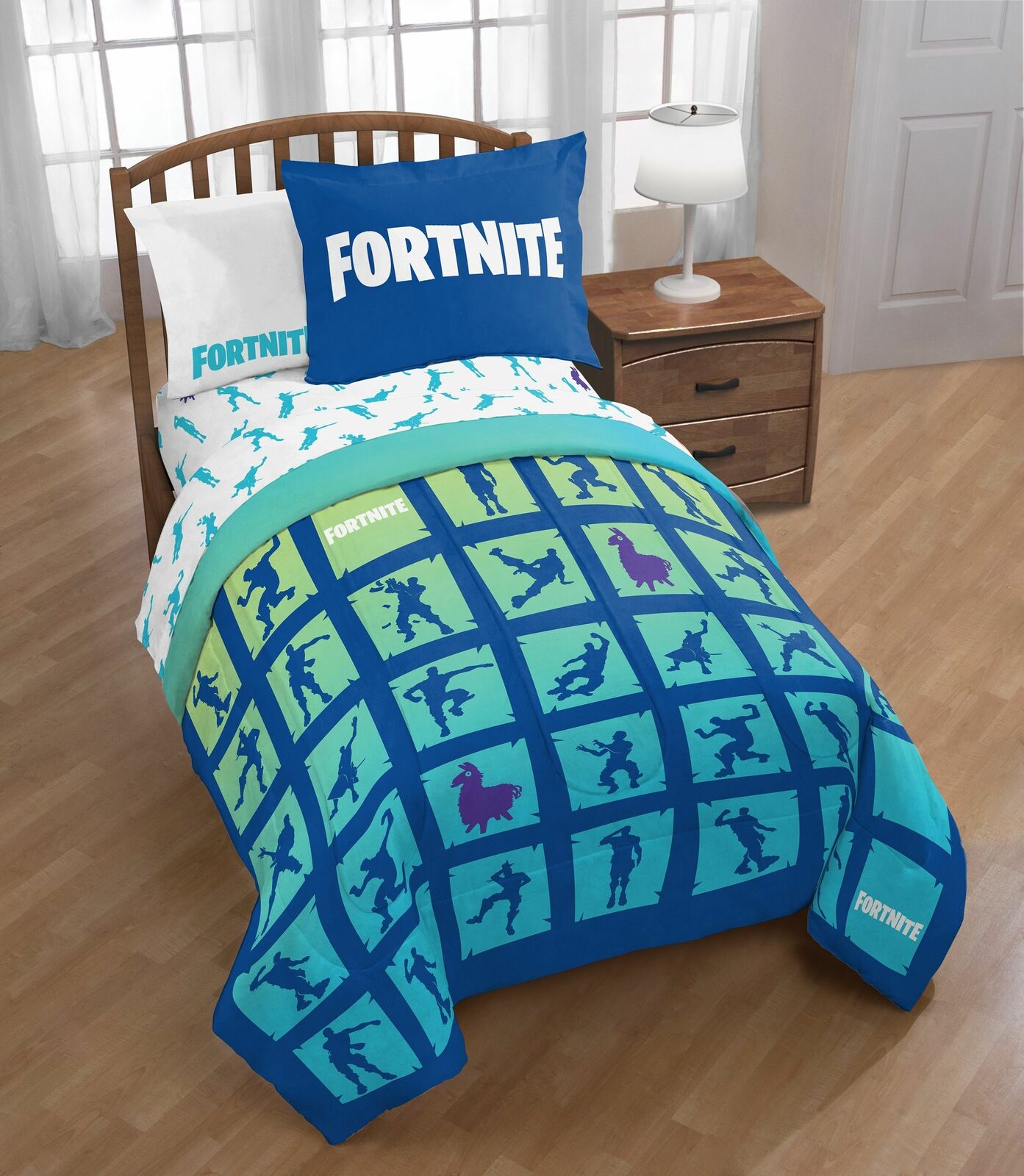 Fortnite Boogie Kids 2-Piece Twin/Full Reversible Comforter and Sham Bedding Set