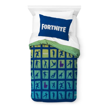 Fortnite Boogie Kids 2-Piece Twin/Full Reversible Comforter and Sham Bedding Set, Gaming Bedding, 100% Polyester, White, Epic Games