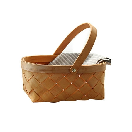 Frcolor Basket Storage Wicker Wovenhandle Wooden Container Rattan Picnic Easter Baskets Portable Small Flower Houseware Shopping