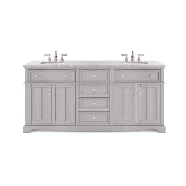 Fremont 72 in. W Gray Double Bath Vanity with Gray Granite Vanity Top and Undermount Sinks