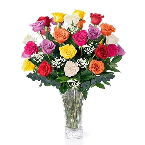 Fresh Flowers Delivery by Thursday, May 12th - 2 Dozen Roses for Delivery/Farmhouse Flowers for Delivery -Assorted Fresh Cut Long Stem Roses Bouquet of Flowers for Mothers Day Gifts -Aquarossa Farms MOTHERS DAY DEAL!