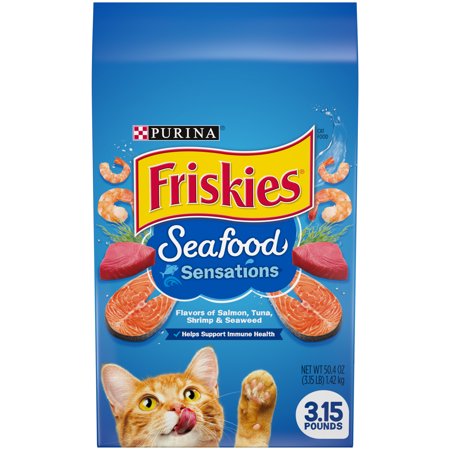 Friskies Dry Cat Food, Seafood Sensations, 3.15 lb. Bag