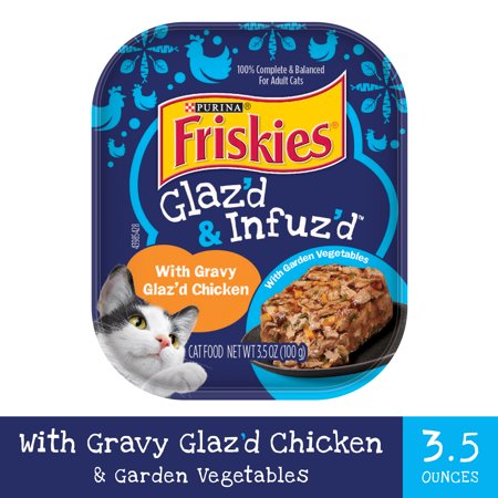Friskies Gravy Wet Cat Food, Glaz’d & Infuz’d With Gravy Glaz’d Chicken, 3.5 oz. Tray
