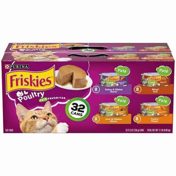 Friskies Wet Cat Food Variety Pack - 32 Cans - 5.5oz - Poultry Favorites