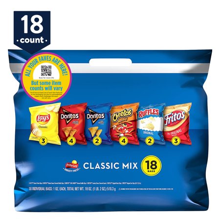 Frito-Lay Classic Mix Snacks Variety Pack, 18 Count (Assortment May Vary)