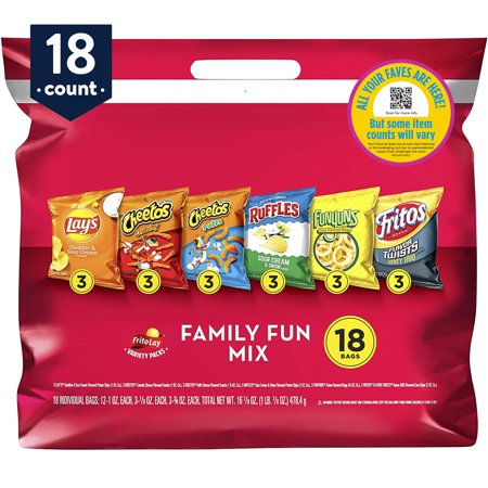 Frito Lay Family Fun Mix Snacks Variety Pack, 18 Count (Assortment may vary)