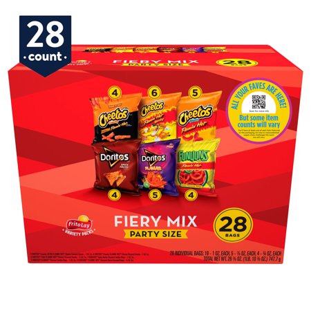 Frito-Lay Fiery Mix Snacks Variety Pack , Party Size, 28 Count (Assortment may vary)