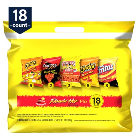 Frito-Lay Flamin' Hot Mix Snacks Variety Pack, 18 Count