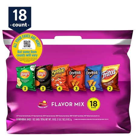 Frito-Lay Flavor Mix Snacks Variety Pack, 18 Count (Assortment May Vary)