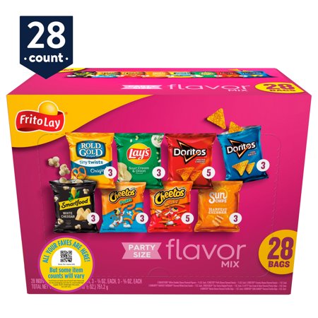 Frito-Lay Flavor Mix Snacks Variety Pack, Party Size, 28 Count (Assortment May Vary)