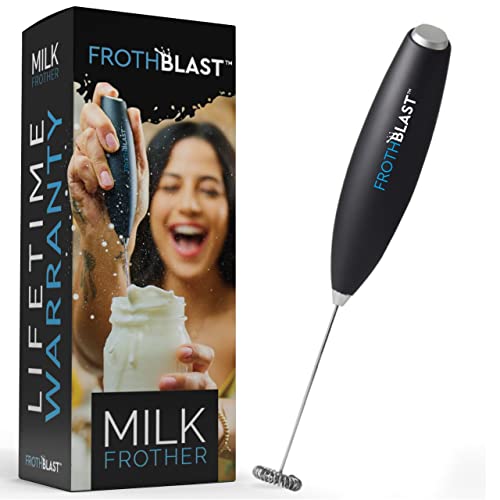 FrothBlast™ Milk Frother Handheld for Coffee {Foam Maker} Electric Whisk Drink Mixer for Lattes, Cappuccino, Frappe, Matcha, Hot Chocolate (Black) - Amazon
