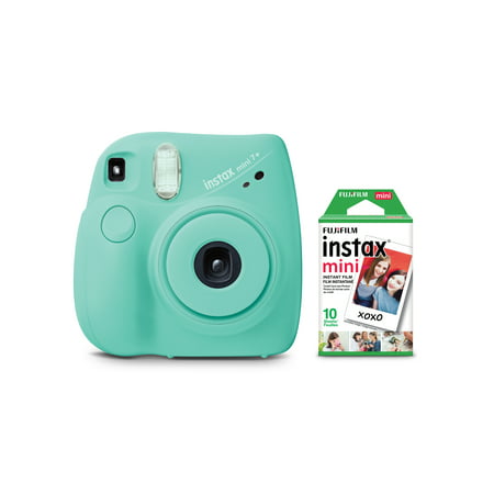 Fujifilm Instax Mini 7+ Exclusive Blister Bundle With Bonus Pack Of Film (10-Pack Mini Film), Seafoam Green
