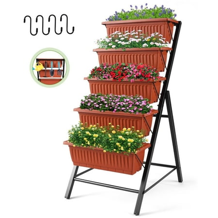 Raised Garden Bed - Vertical Garden Freestanding Elevated Planters 5 Container Boxes AT WALMART