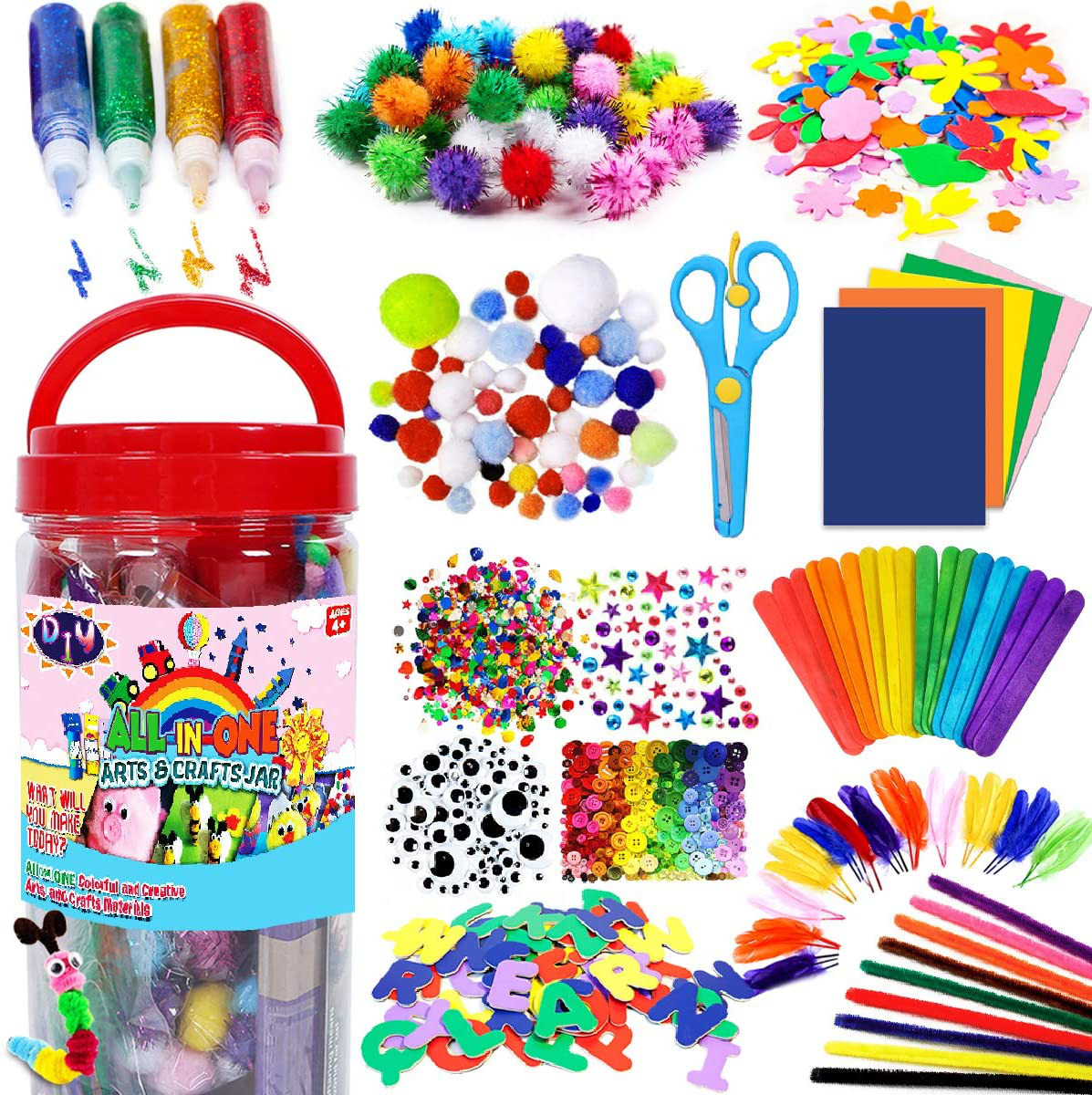 FunzBo Arts and Crafts Supplies for Kids - Craft Art Supply Kit for Toddlers 4