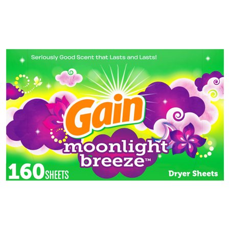 Gain Dryer Sheets, Moonlight Breeze Scent, 160 Count