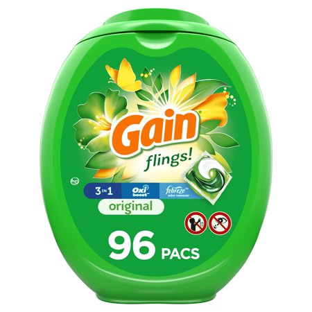 Gain Flings Laundry Detergent Pacs, Original Scent, 96 Ct