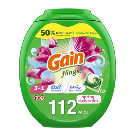 Gain Liquid Laundry Detergent Soap, HE Compatible, Long Lasting and Spring Daydream Scent, 112 Count