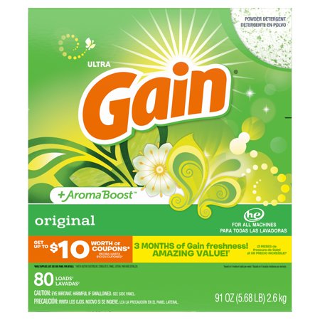 Gain Original, 80 Loads Powder Laundry Detergent, 91 oz