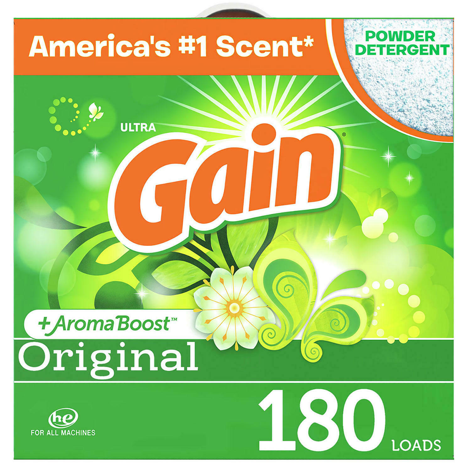 Gain Ultra Powder Laundry Detergent, Original 206 oz., 180 loads