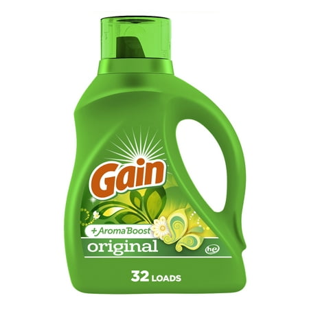 Gain Liquid Laundry Detergent, Original Scent, 32 Loads, 46 fl oz, HE Compatible