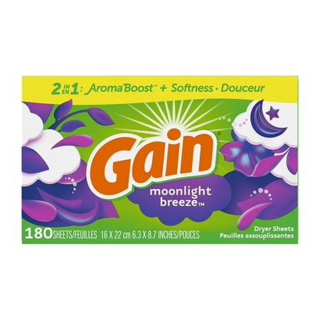 Gain Fabric Softener Dryer Sheets, Moonlight Breeze, 180 Count