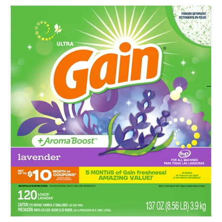 Gain Powder Laundry Detergent, Lavender Scent, 137 oz, 133 Loads