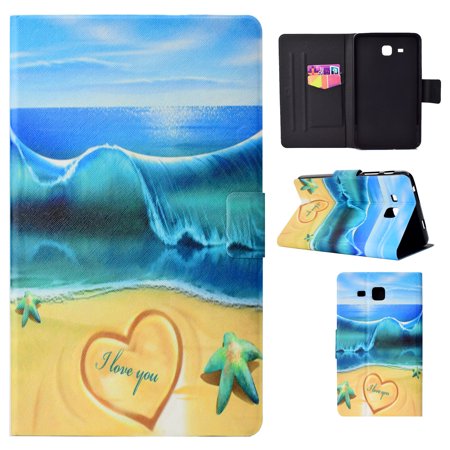 Galaxy Tab A 7.0" Case (SM-T280 SM-T285), Allytech Slim Fit Lightweight Shockproof Kids Cover w/ Cards Slots Multi Angle Stand Anti-Slip Cases for Samsung Galaxy Tab A 7.0 T280 T285, Starfish Sea
