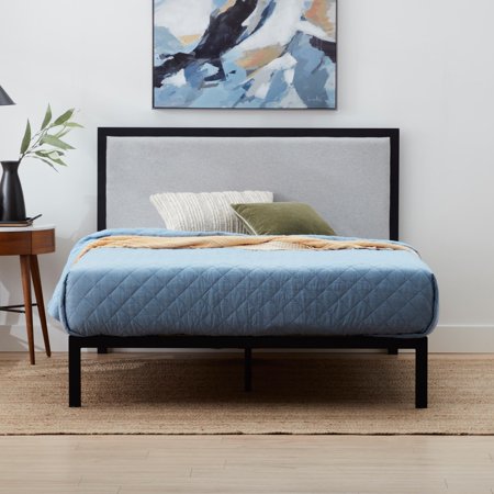 Gap Home Metal Upholstered Bed, Queen, Gray