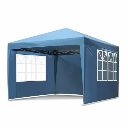 GARTIO 10'x10' Pop Up Canopy Tent W/ 4 Sidewalls Outdoor Wedding Party Gazebo Tent - Blue