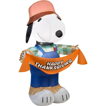 Gemmy Airblown-Snoopy As Scarecrow-Sm-Peanuts