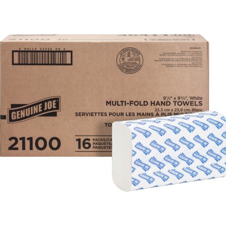Genuine Joe GJO21100 Multifold Towels, 250 Sheets per Pack, 16 Pack