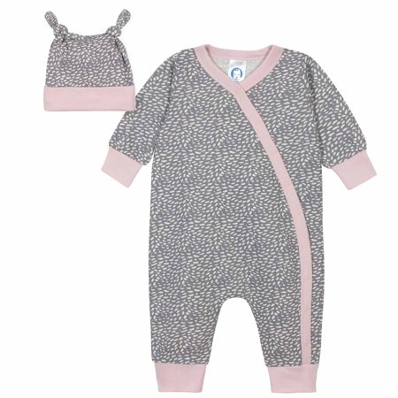 Gerber Baby Girl Bunny Coverall & Cap, 2-Piece Outfit Set