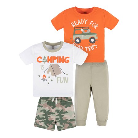 Gerber Baby & Toddler Boy Shirts, Shorts & Pants Outfit Set, 4-Piece