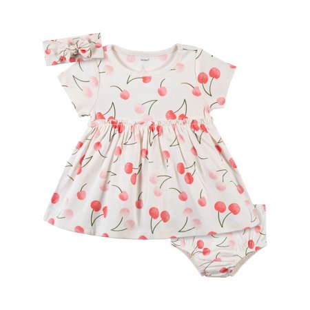 Gerber Baby & Toddler Girls Dress, Diaper Cover & Headband Outfit Set, 3-Piece (Newborn - 5T)
