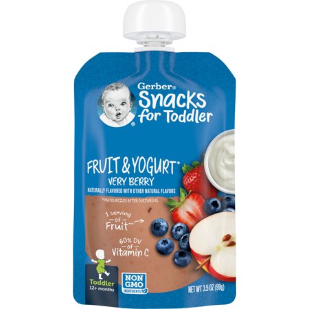 Gerber Graduates Snacks for Toddler Fruit & Yogurt, Very Berry, 3.5 oz Pouch