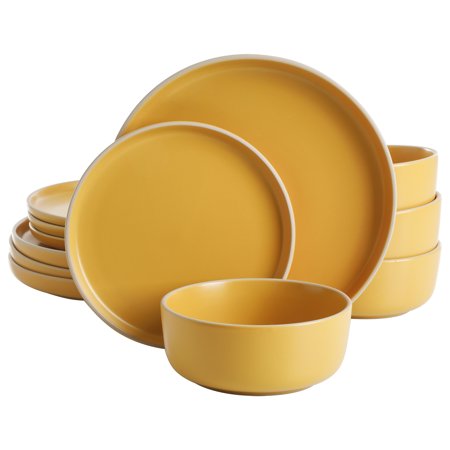Gibson Home Everyday Essential Yellow Dinnerware Set, 12-Piece Set