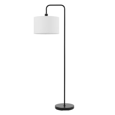 Globe Electric Barden 58" Matte Black Floor Lamp with White Linen Shade, 67065