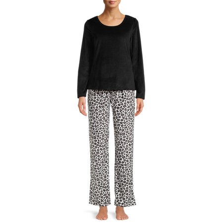 Gloria Vanderbilt Women's and Women's Plus Long Sleeve Shirt and Pants Pajama Set, 2-Piece