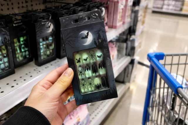 KISS Haunt Limited Edition Glow in the Dark Halloween Nails at Walmart — AI-generated illustrative scene
