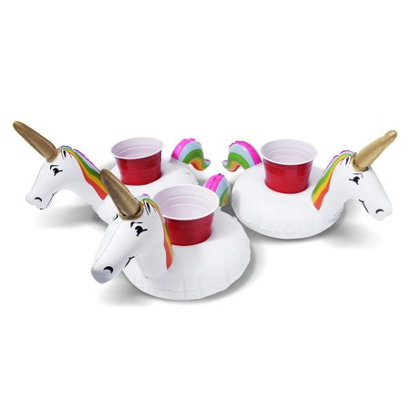 GoFloats Inflatable Unicorn Drink Holders - Pool Float for Drinks - White