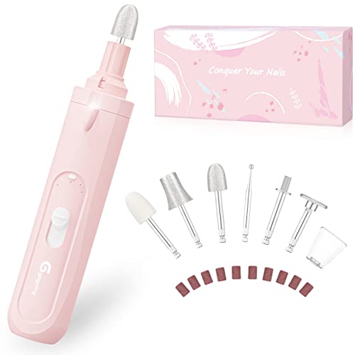 GOGOING Cordless Manicure & Pedicure Kit, 15h of Battery Life, Electric Nail Drill with 3 Speeds, Dual Rotation & 6 Sapphire/Felt Attachments, Electric Nail File Set with Manicure Pedicure Tools, Pink On Sale At Amazon.com