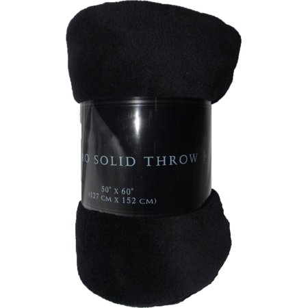 Golden Linens Ultra Soft Cozy Plush Fleece Warm Solid Colors Traveling Throw Blanket 50" X 60" (127 Cm X 152 Cm) (Black)