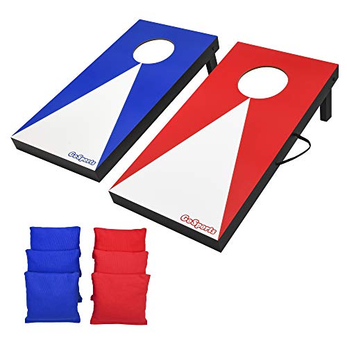 GoSports Portable Junior Size Cornhole Game Set with 6 Bean Bags - Great for All Ages Indoors & Outdoors (Choose Between Classic or Wood Designs)