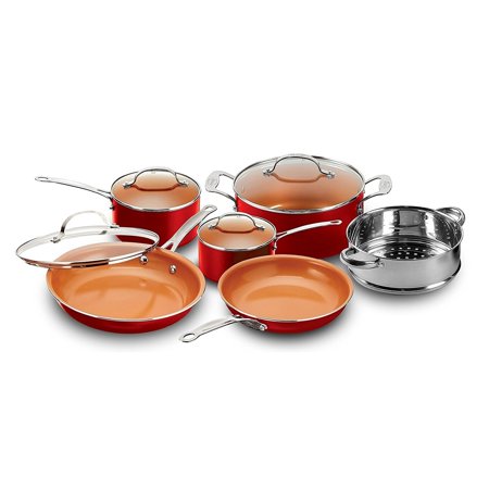 Gotham Steel Pots and Pans Set, 10 Pieces Complete Cookware Set, Nonstick, Dishwasher Safe, Copper