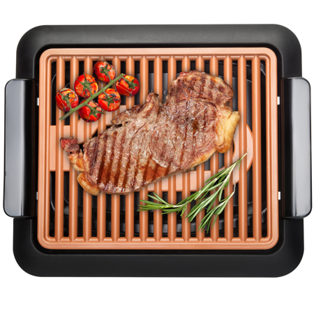 Gotham Steel Smokeless Indoor Grill, Ultra Nonstick Electric Grill, Dishwasher Safe Surface, Temp Control, Metal Utensil Safe, Barbeque Indoors with No Smoke!